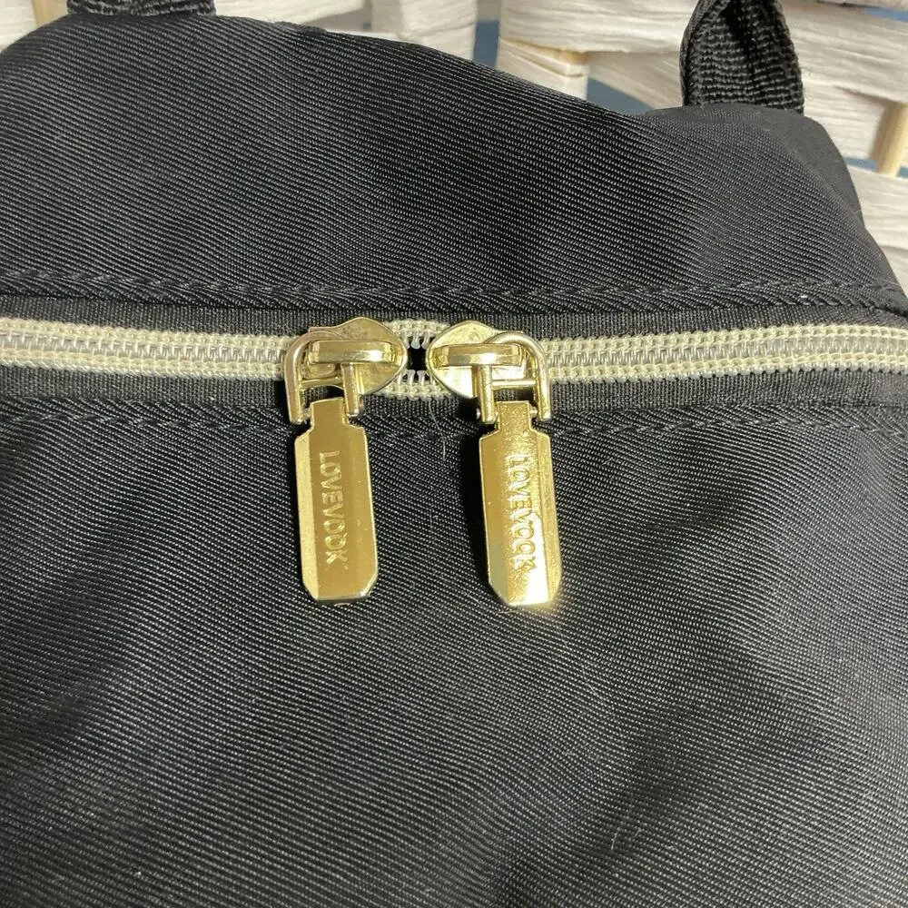 Lovevook 12” Backpack w/ USB & Multiple Pockets, Gold‎ Zipper